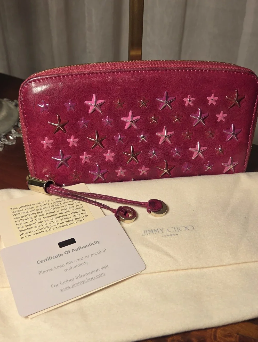 Jimmy Choo Fuchsia/Magneta Filipa Leather Wallet